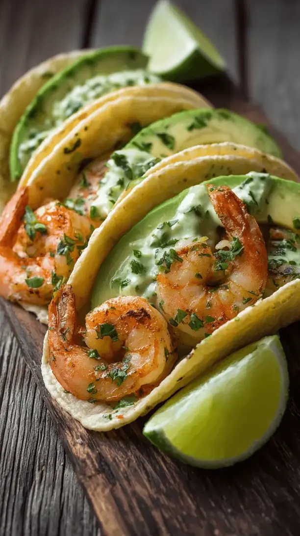 shrimp tacos with avocado crema