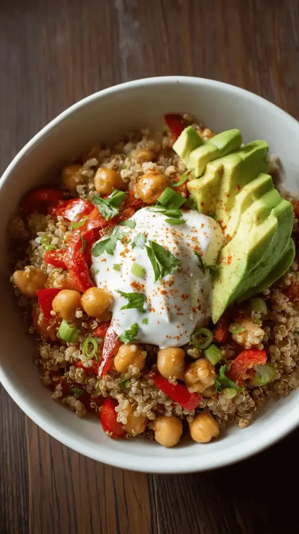 southwest chickpea quinoa bowl