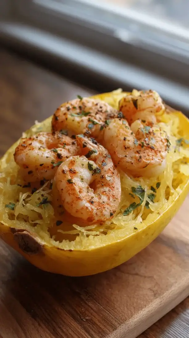 spaghetti squash with garlic shrimp