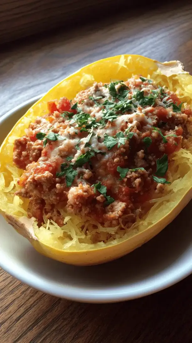 spaghetti squash with turkey bolognese