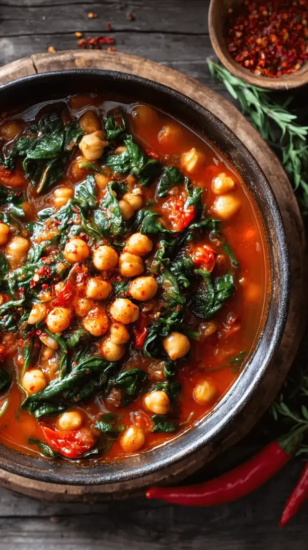 spicy chickpea and spinach stew