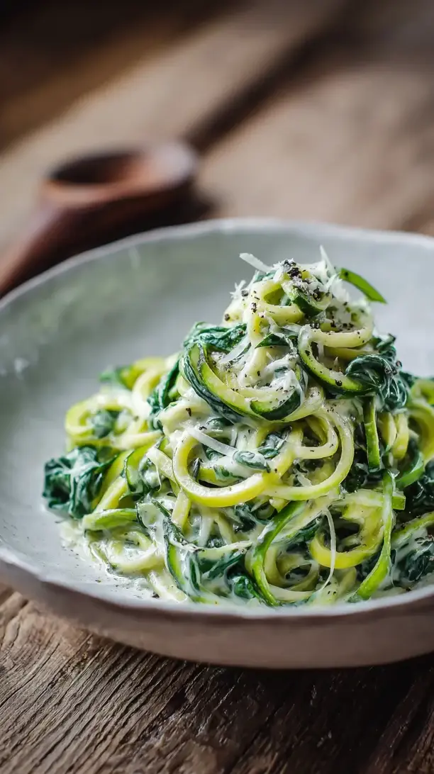 spinach alfredo zoodle pasta
