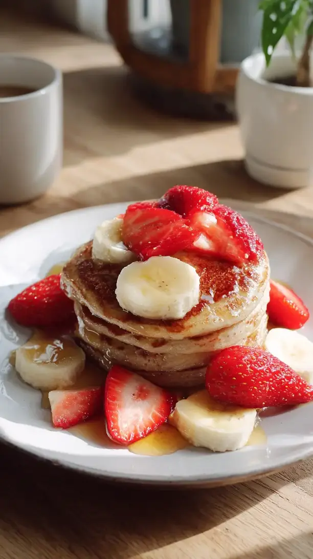 strawberry banana protein pancakes