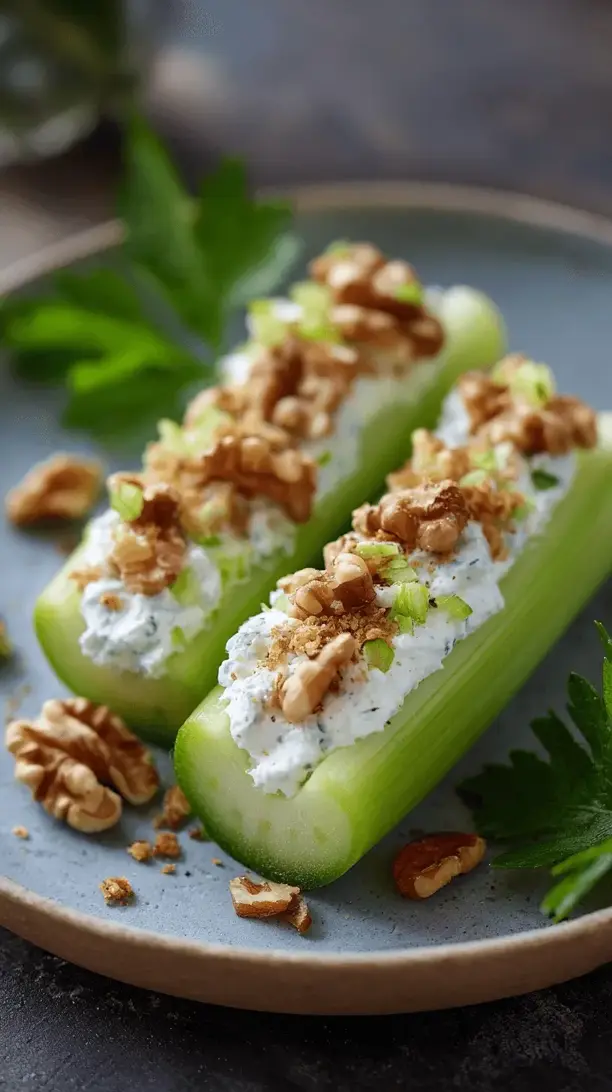 stuffed celery with cream cheese and walnuts