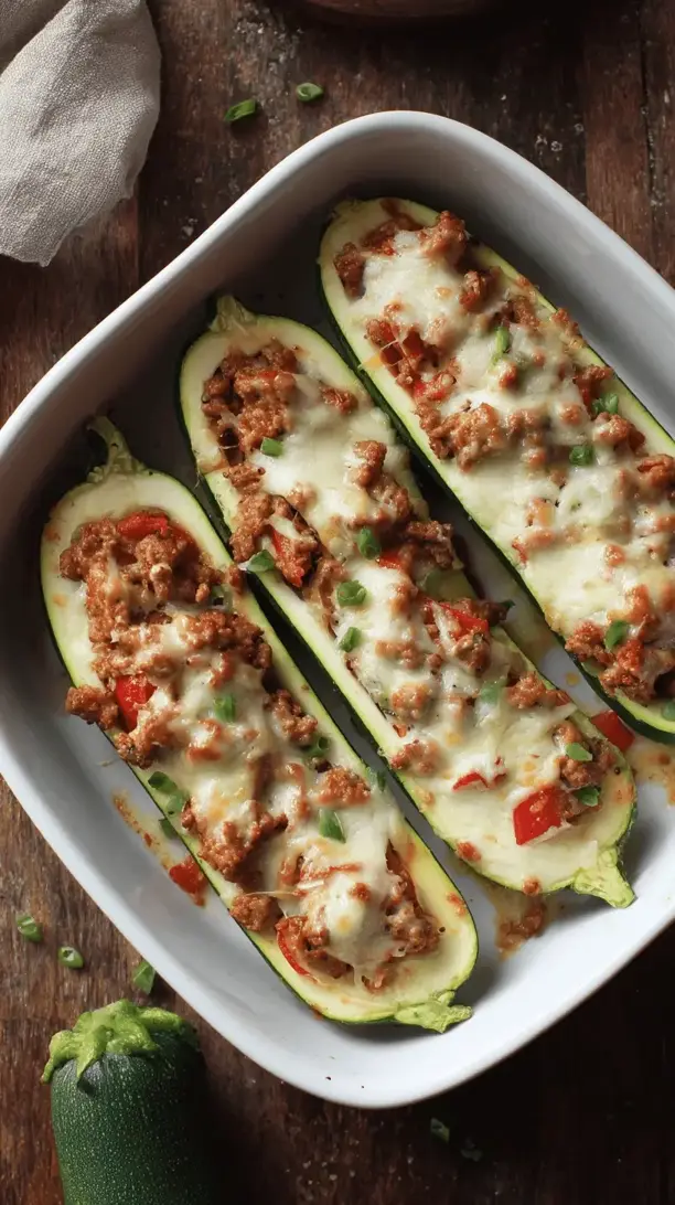 stuffed zucchini boats with turkey
