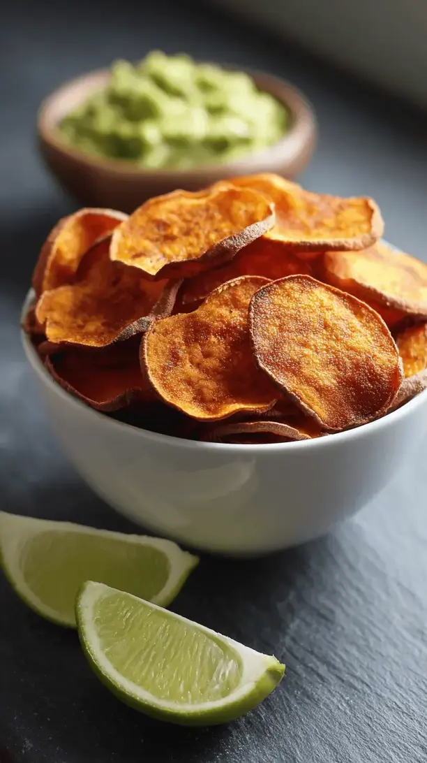 sweet potato chips with spicy avocado dip