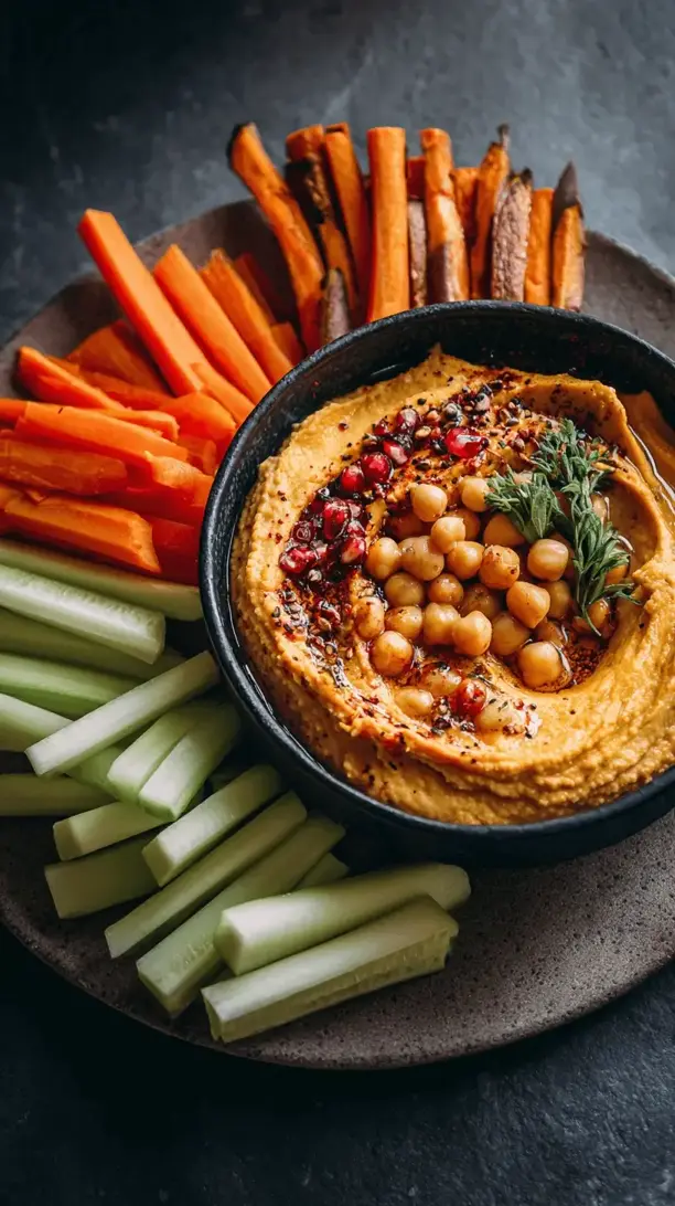 sweet potato hummus with veggie sticks