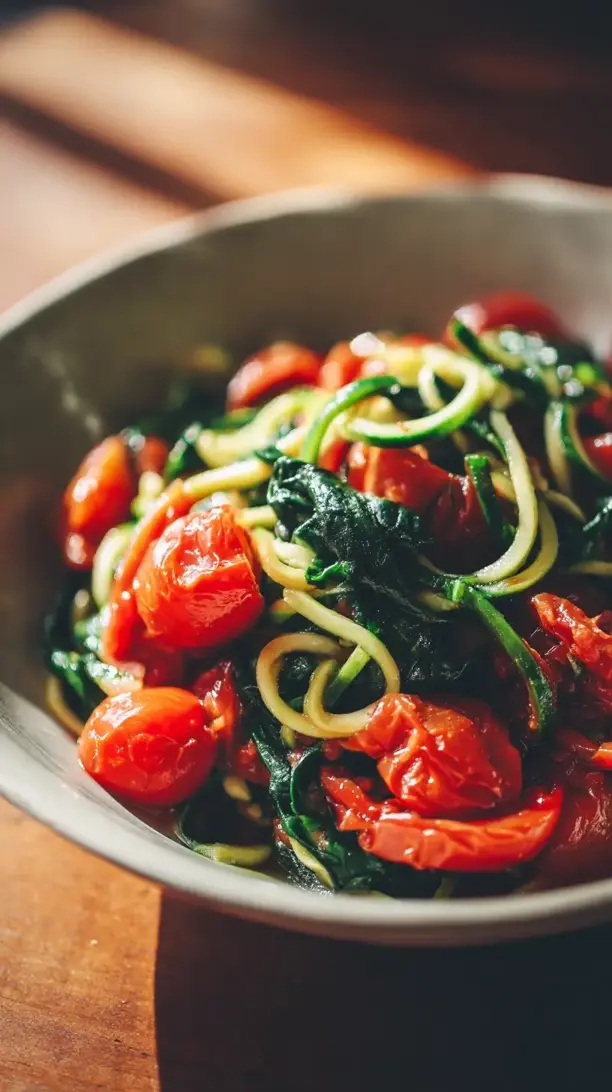 tomato spinach zoodle pasta