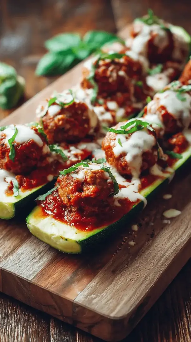 turkey meatball zucchini boats