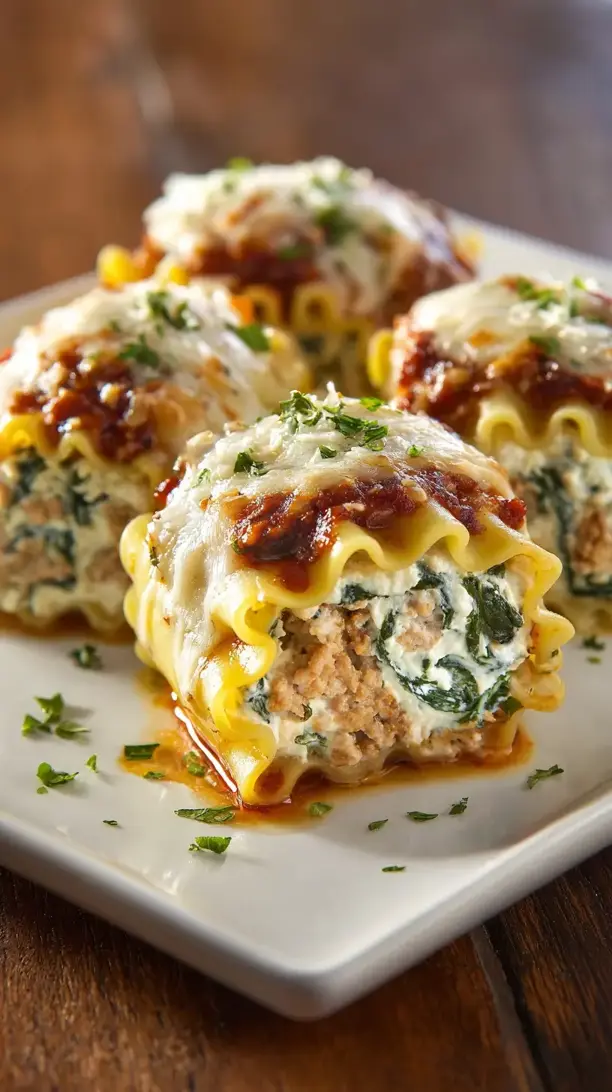 turkey spinach lasagna roll ups