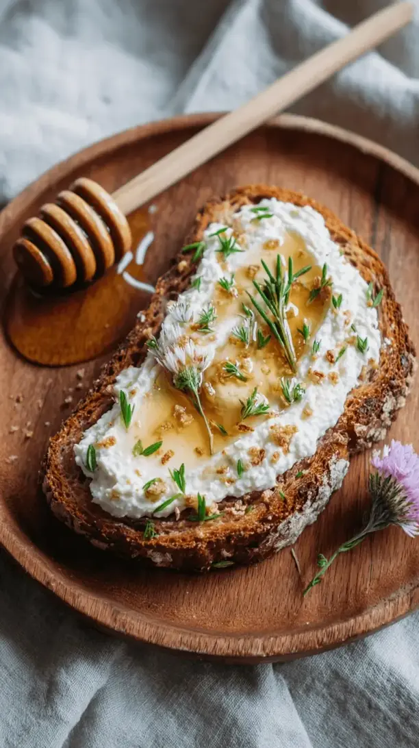whole grain toast with ricotta and honey