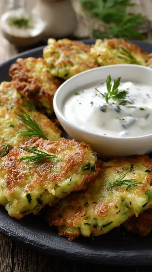 zucchini fritters with greek yogurt dip