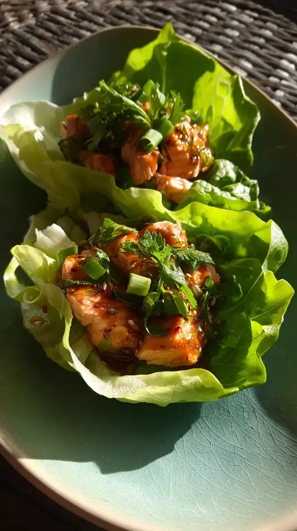 Asian Salmon Lettuce Cups