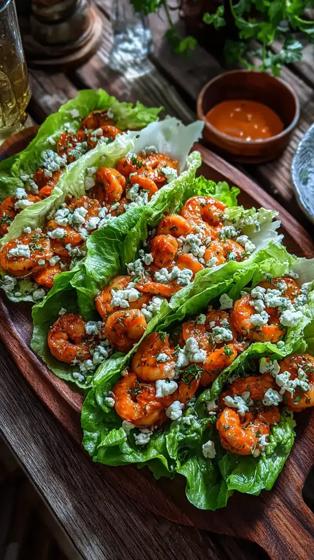 Buffalo Shrimp Lettuce Wraps