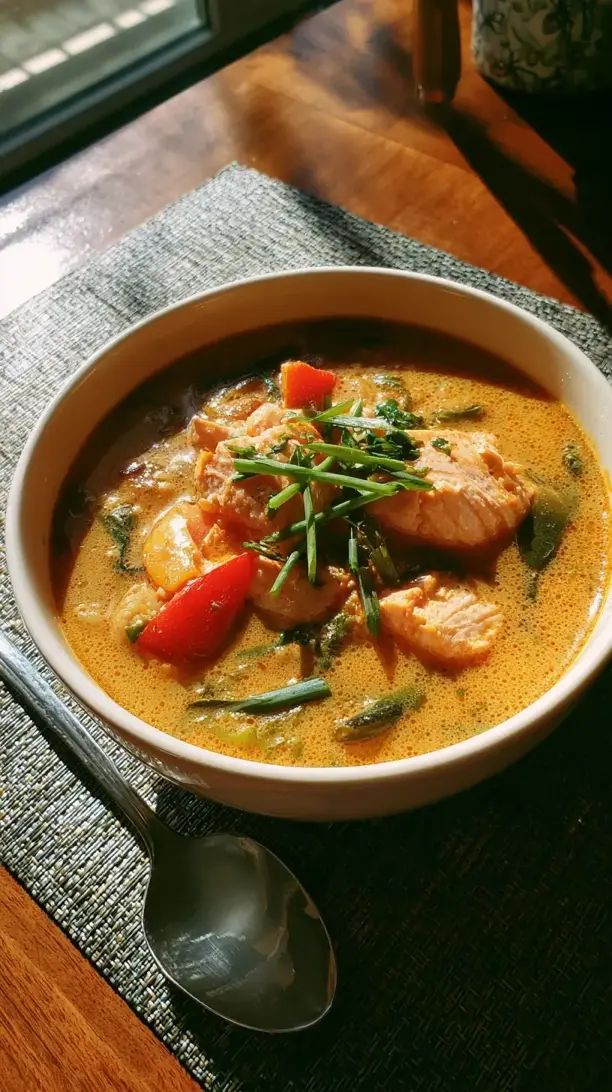 Coconut Curry Salmon Soup