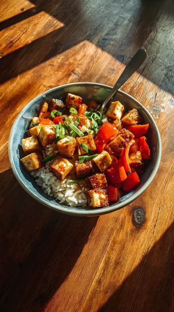 Crispy Tofu And Veggie Rice Bowls