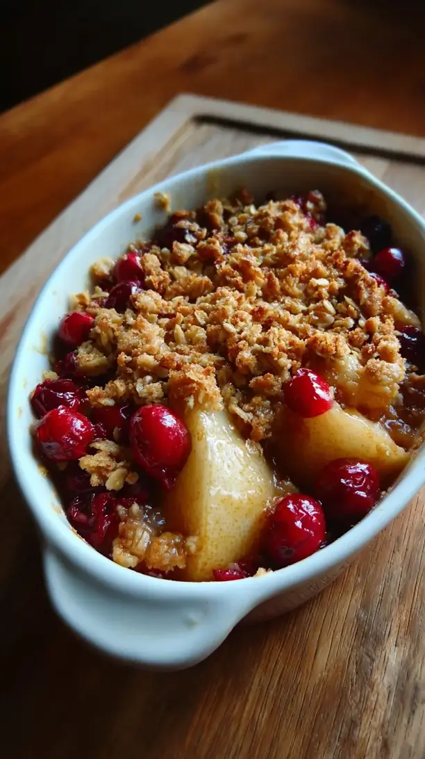 Honey Roasted Pear And Cranberry Crisp