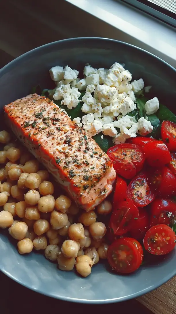 Mediterranean Chickpea Salmon Salad