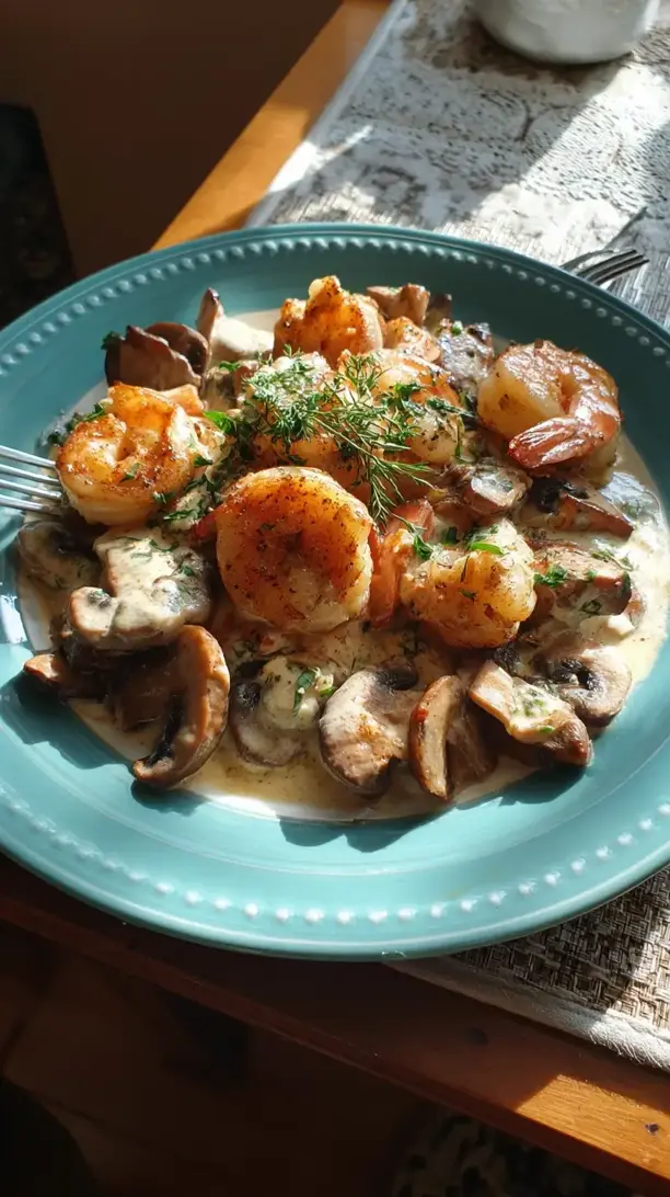 Mushroom Cream Shrimp