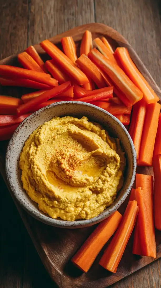Pumpkin Hummus With Veggie Sticks