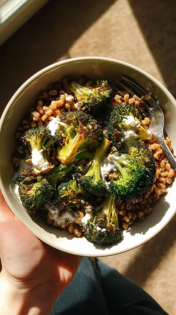 Roasted Broccoli And Farro Bowls