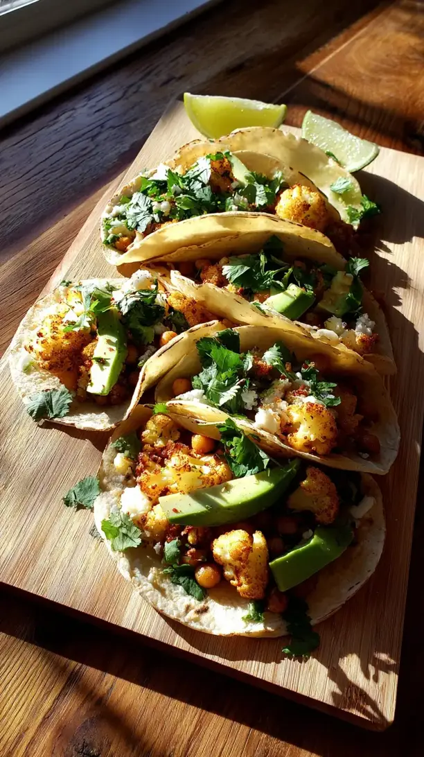 Roasted Cauliflower And Chickpea Tacos