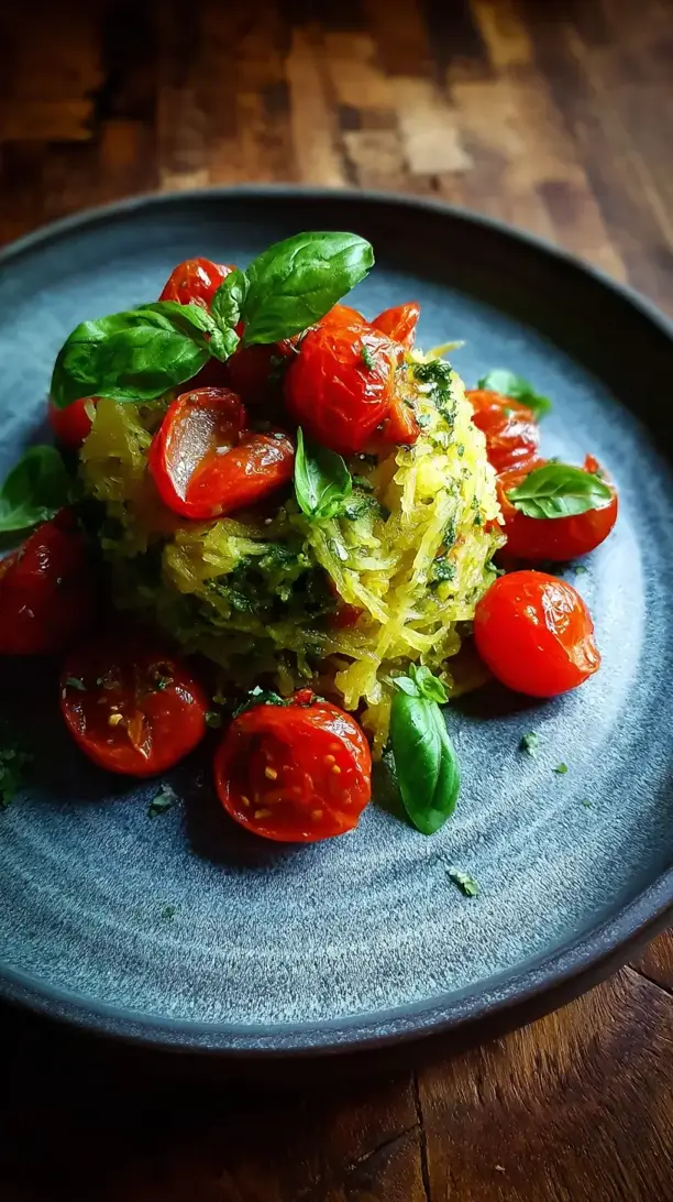 Spaghetti Squash With Pesto And Cherry Tomatoes
