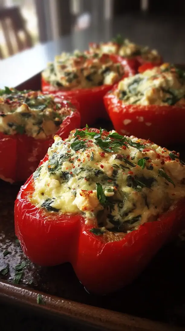 Spinach And Feta Stuffed Peppers