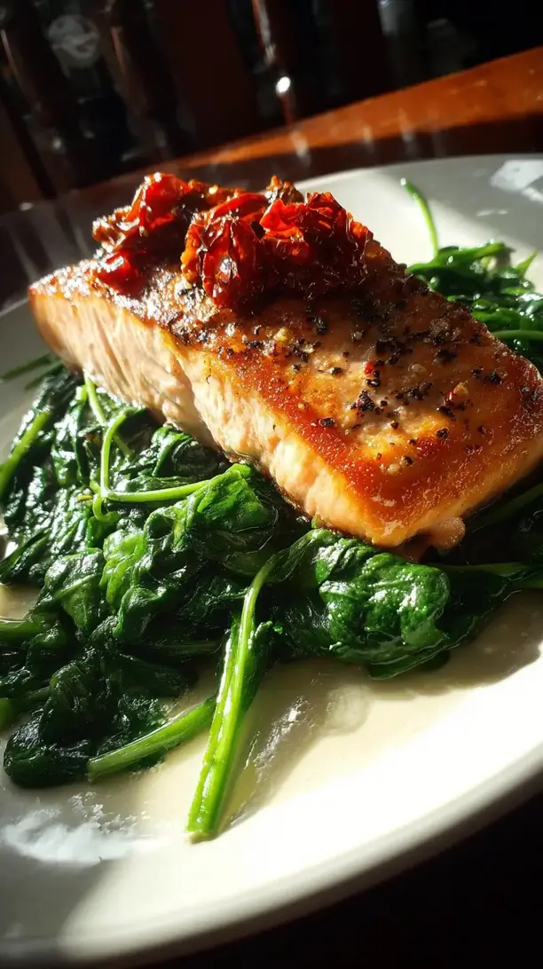 Tuscan Salmon With Spinach