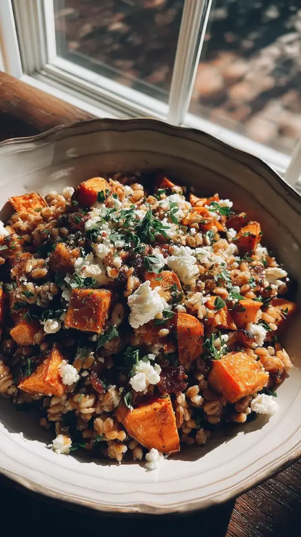 Warm Farro Salad With Sweet Potatoes